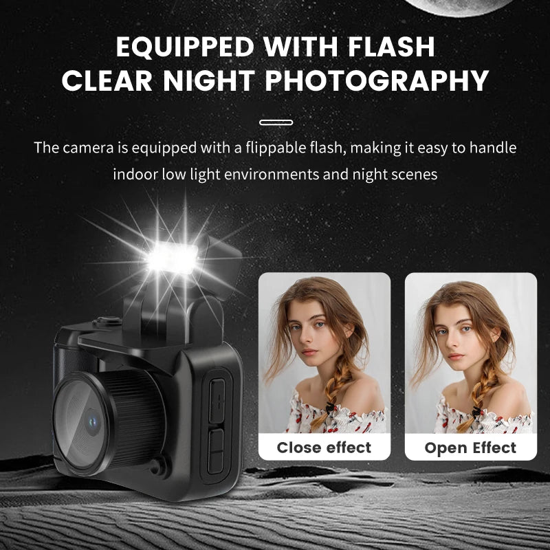 Y4000 Mini Keychain Camera with Screen HD 1080P Portable Retro Kids Cam Ultra Compact Pocket DV Video Recorder with Flash Lamp